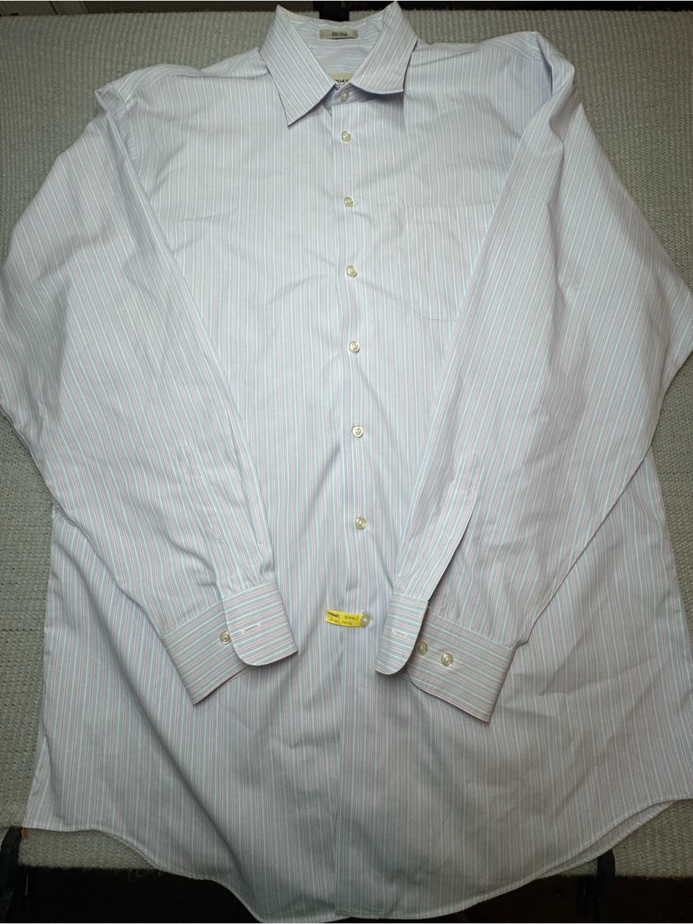 Pronto Uomo White Dress Shirt with Light Pink Stripes